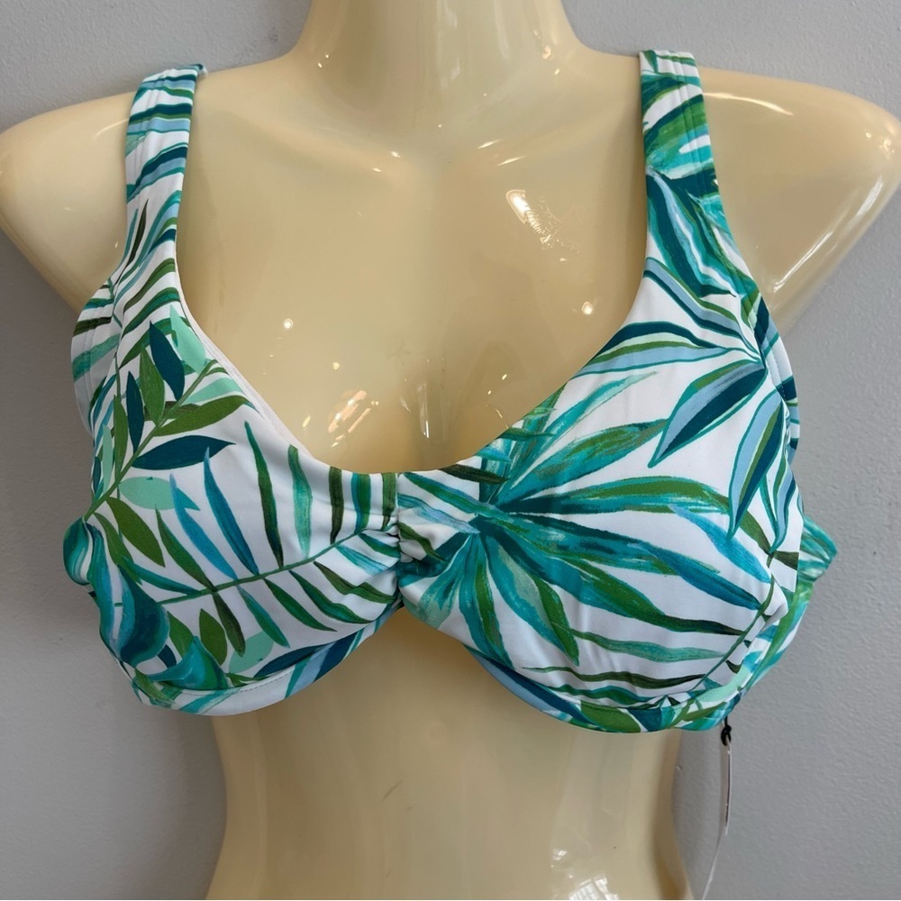 Shade & Shore Green Leaf Print Bikini Top Women’s size 36C New with Tag NWT